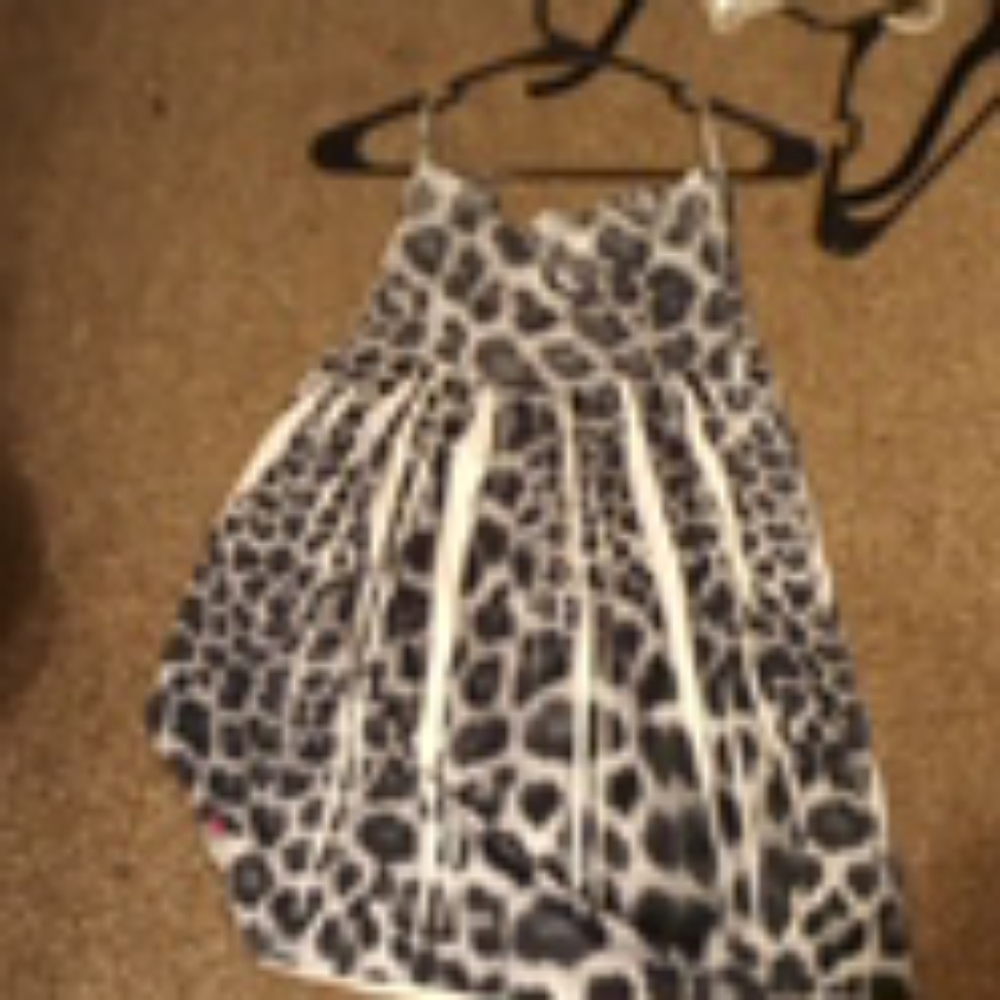 Strapless black grey and white cheetah print dress